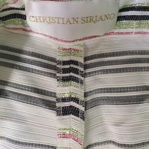 Christian Siriano Runway Multi Striped Pants Metallic High Waisted Cropped sz 10 - Picture 7 of 7